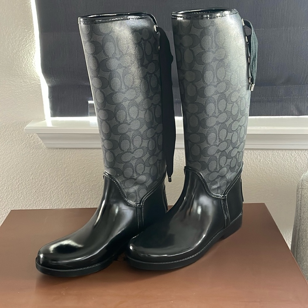 New Coach rain boots with box.